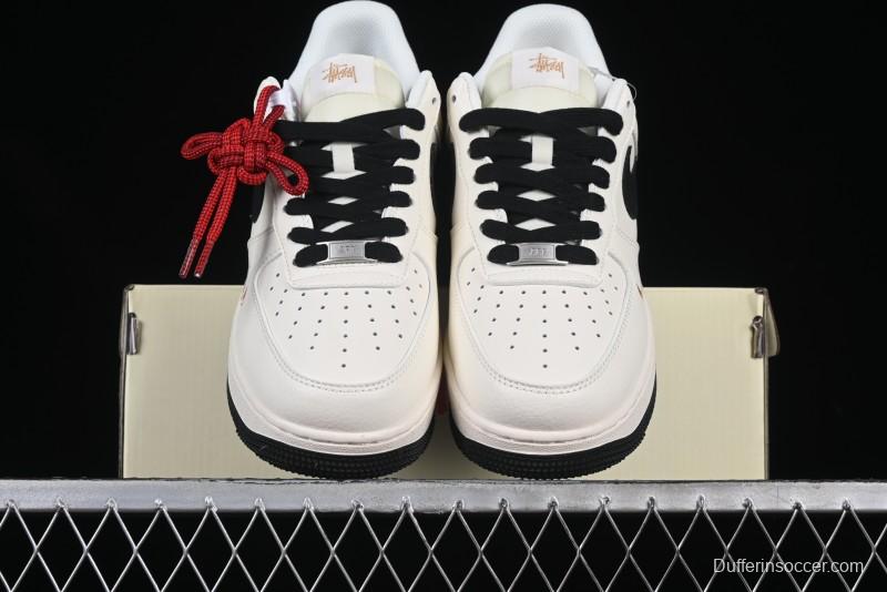 Nike Air Force 1 '07 Low Stussy Collaboration Rose Gold Embroidery Low-Top Casual Sneakers - XZ6188-720