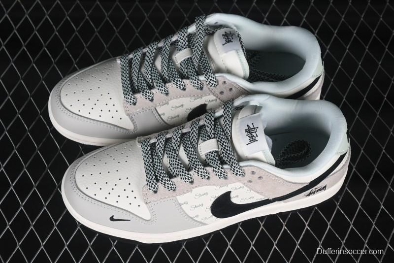 Nike SB Dunk Low Stussy Collaboration Green Tail Small Black Hook Anniversary High-End Custom Low-Top Casual Skate Shoes - XX2025-901