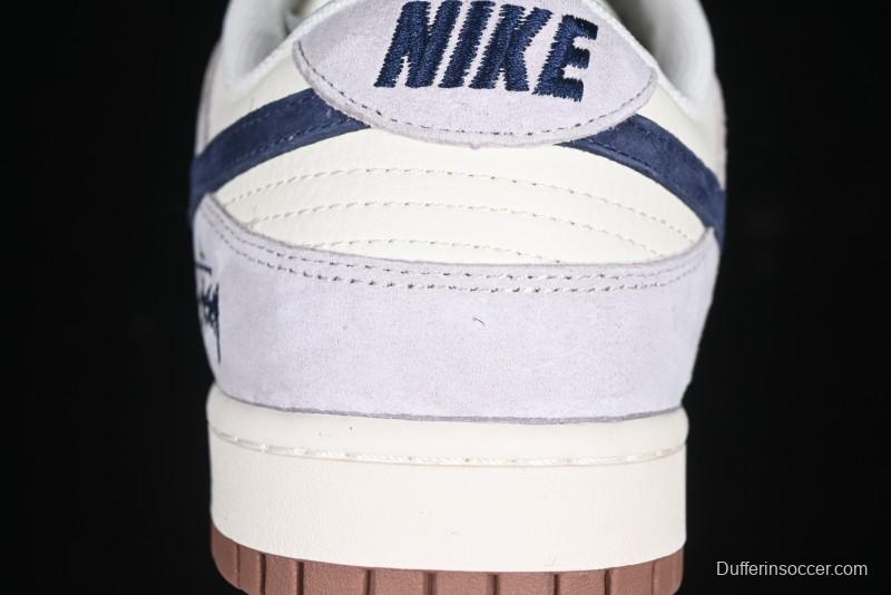 Nike SB Dunk Low Stussy Collaboration Blue Swoosh Gum Sole Anniversary Custom Low-Top Casual Sneakers - XS1086-012