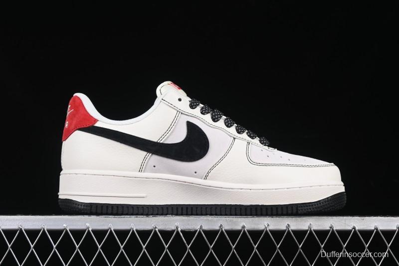 Nike Air Force 1 '07 Low Supreme Collaboration Casual Sneakers in Beige Black Red - BB7518-019
