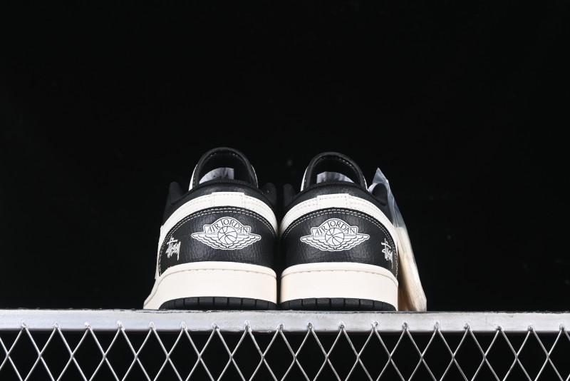 Nike Air Jordan 1 Low AJ1 Stussy White Black Leather Retro Basketball Shoes - XX3318-507
