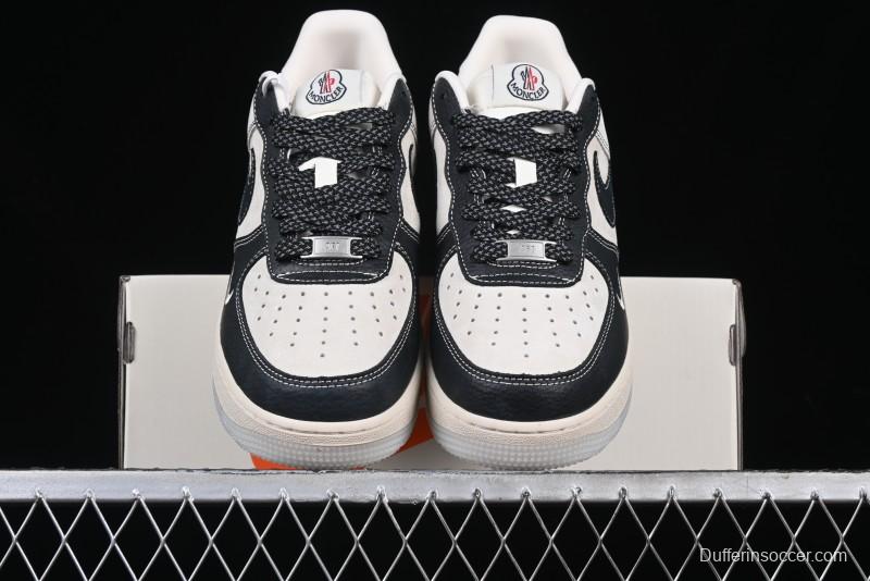 Nike Air Force 1 '07 Low Moncler Collaboration - Black Lychee Grain Pigskin Low-Top Casual Sneakers - CH6336-514