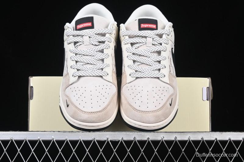 Nike SB Dunk Low Supreme Collaboration - Beige Brown Anniversary High-End Custom Low-Top Casual Skate Shoes - XS1086-003
