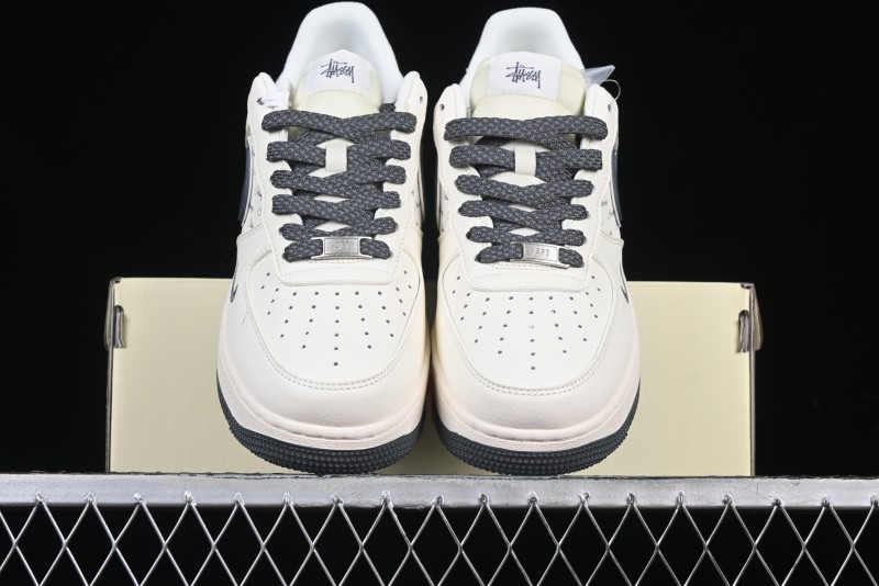 Nike Air Force 1 '07 Low Stussy Collaboration - Grey English Patchwork Low-Top Casual Sneakers - XZ3328-536