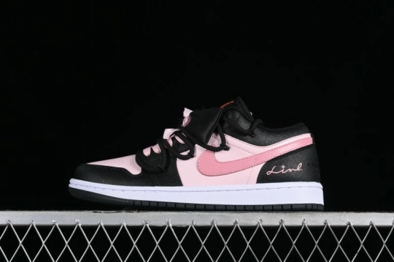 Nike Air Jordan 1 Low AJ1 Retro Basketball Shoes with Black Pink Bow Design - DX4374-008