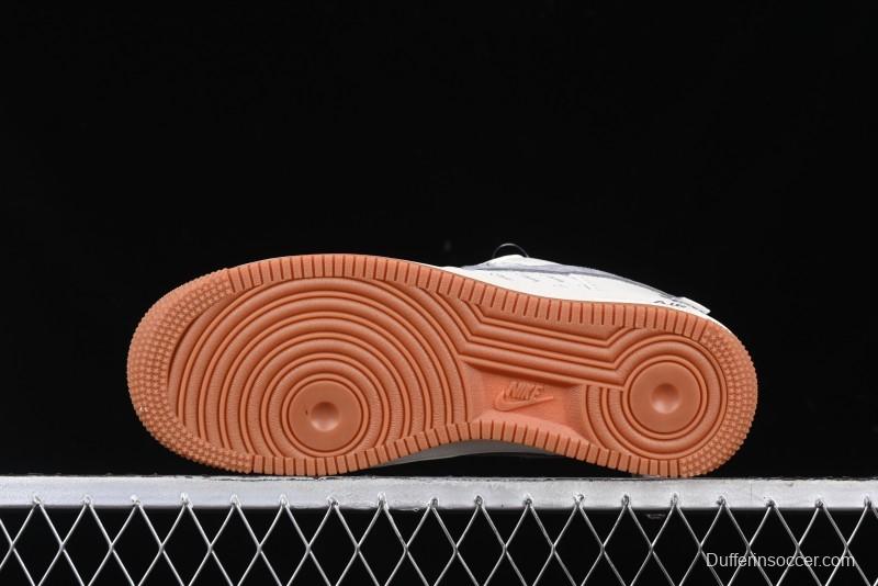 Nike Air Force 1 '07 Low Stussy Collaboration - Grey Swoosh Casual Sneakers - XZ6188-256