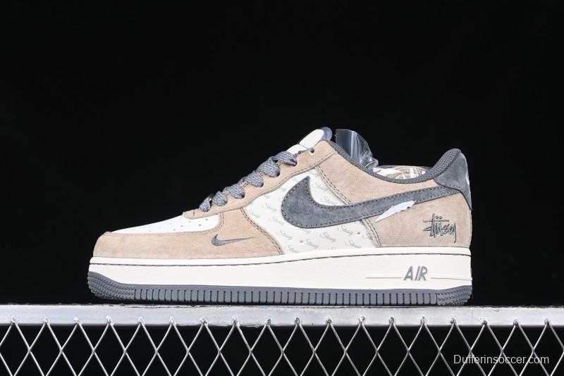 Nike Air Force 1 '07 Low Stussy Collaboration - Lambskin Brown Low-Top Casual Sneakers - XZ6188-888