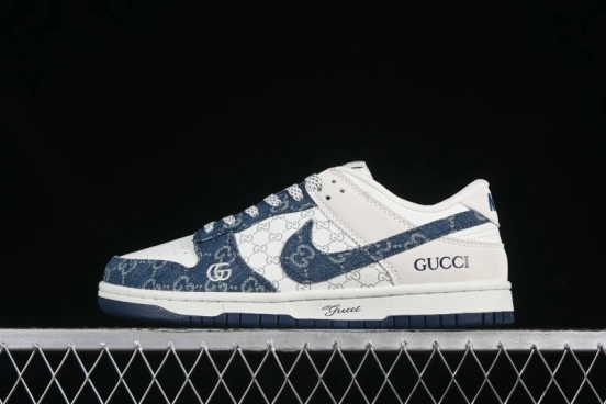 Nike SB Dunk Low Gucci Collaboration Blue Denim Anniversary Custom Low-Top Casual Skate Shoes - CH8311-285