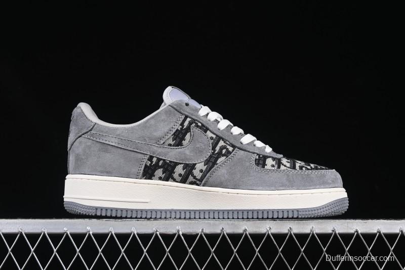 Nike Air Force 1'07 Low Dior Collaboration Grey Knit Skeleton Low-Top Casual Sneakers - KK1988-056