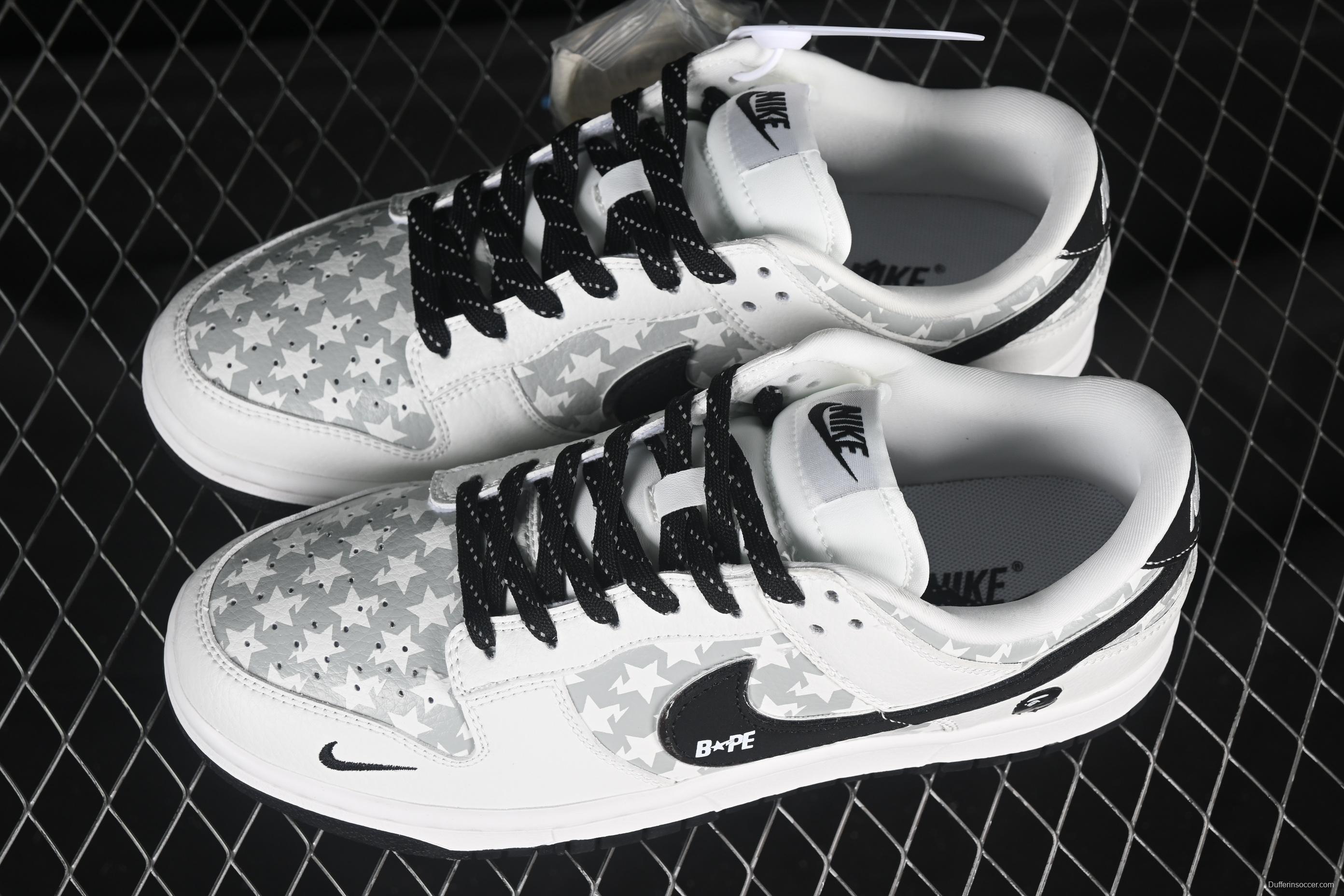 Nike SB Dunk Low BAPE Collection 5-Point Star Black Swoosh Anniversary High-End Custom Low-Top Casual Skate Shoes - CS1688-104