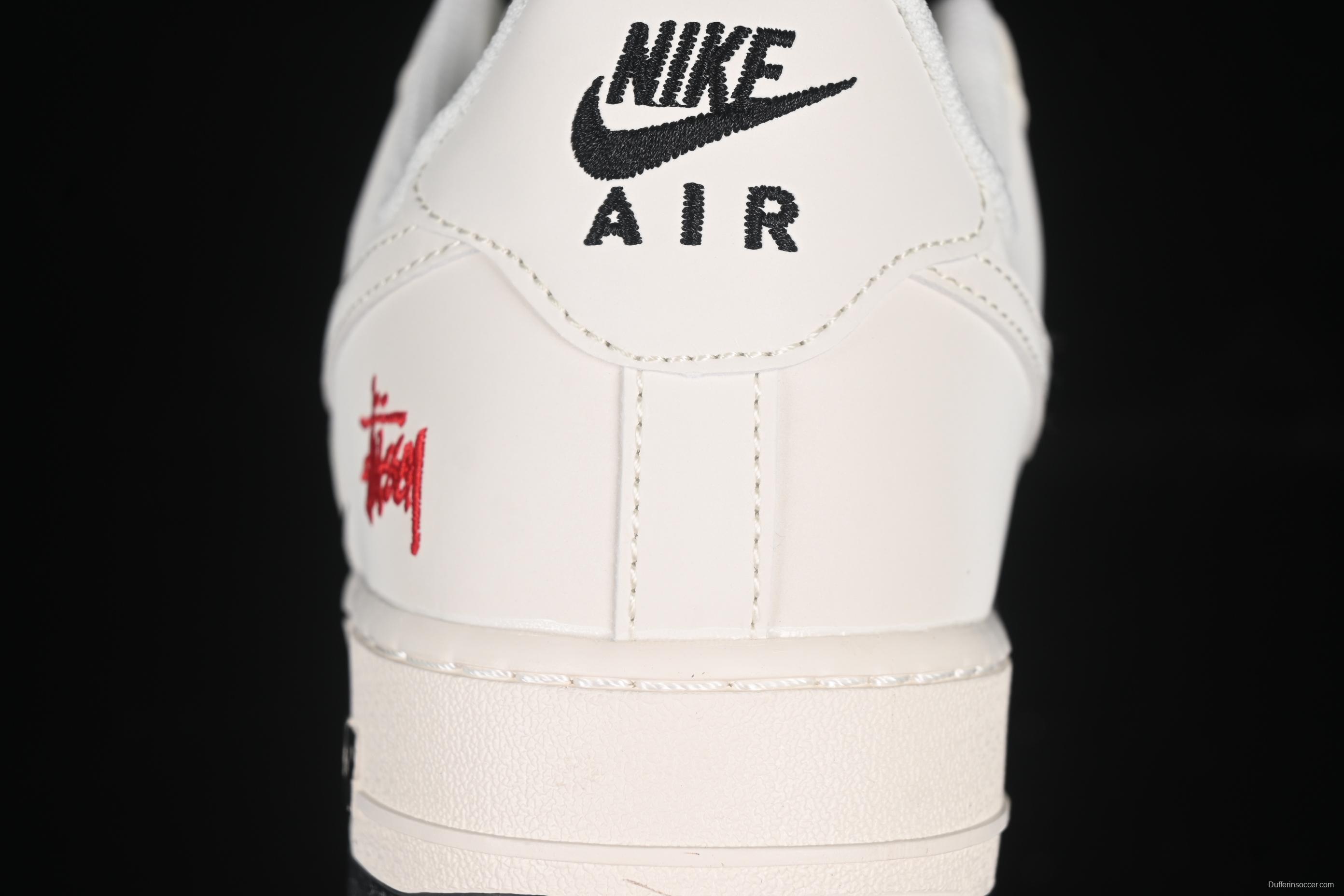 Nike Air Force 1 '07 Low Stussy Collaboration Black Dual-Print Casual Sneakers - HH7518-076