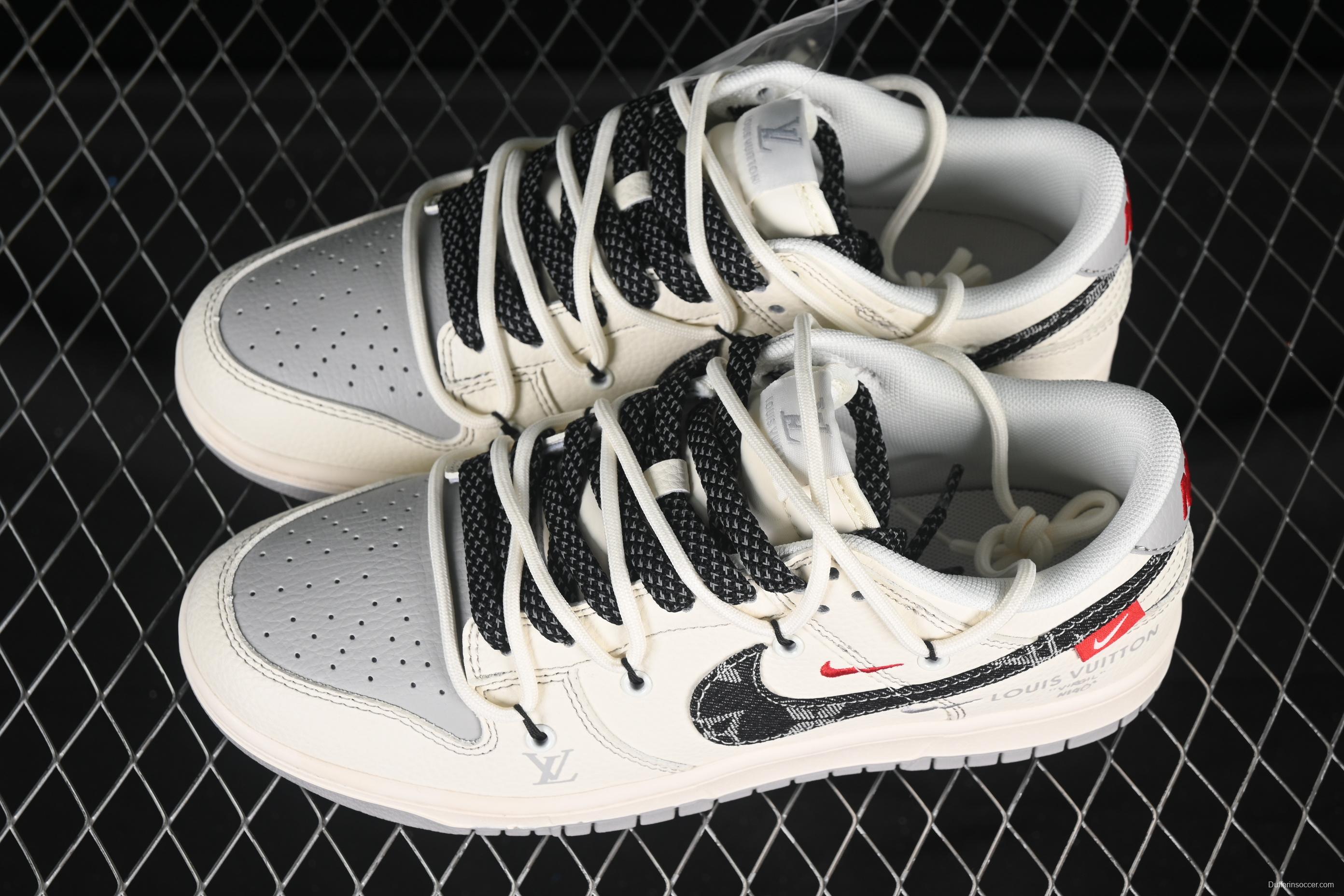 Nike SB Dunk Low LV Series Strap Denim Black Swoosh Anniversary Custom Low-Top Casual Skate Shoes - FC1688-218