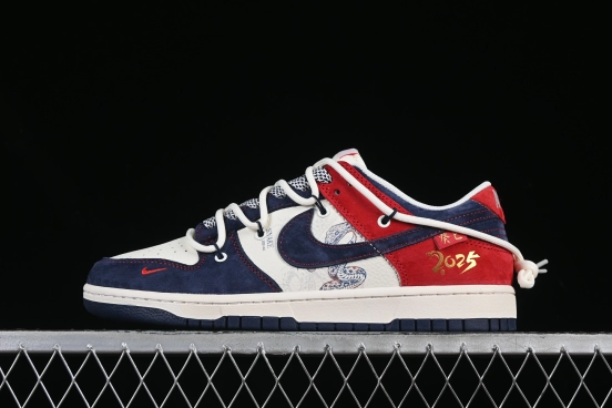 Nike SB Dunk Low Year of the Snake Series Lace-Up Blue White Navy Swoosh Low-Top Casual Skateboarding Shoes - YX5066-288