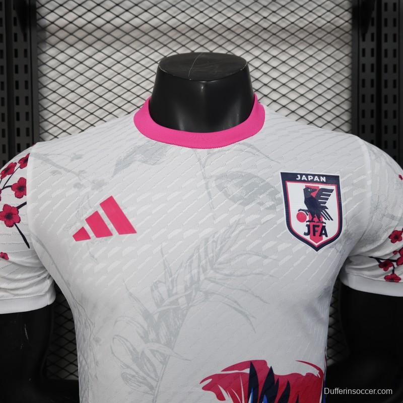 Player Version 2025 Japan White with Blue and Red Bird Jersey