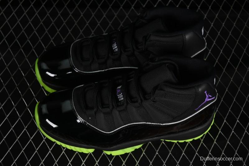 Nike Air Jordan 11 Retro CT8012-003 Basketball Shoes in Black & Guacamole Green