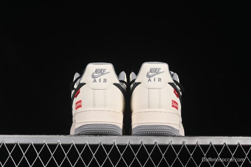 Nike Air Force 1 '07 Low Supreme Collaboration Dual-Tone Grey Black Drawstring Casual Sneakers - DM6868-069