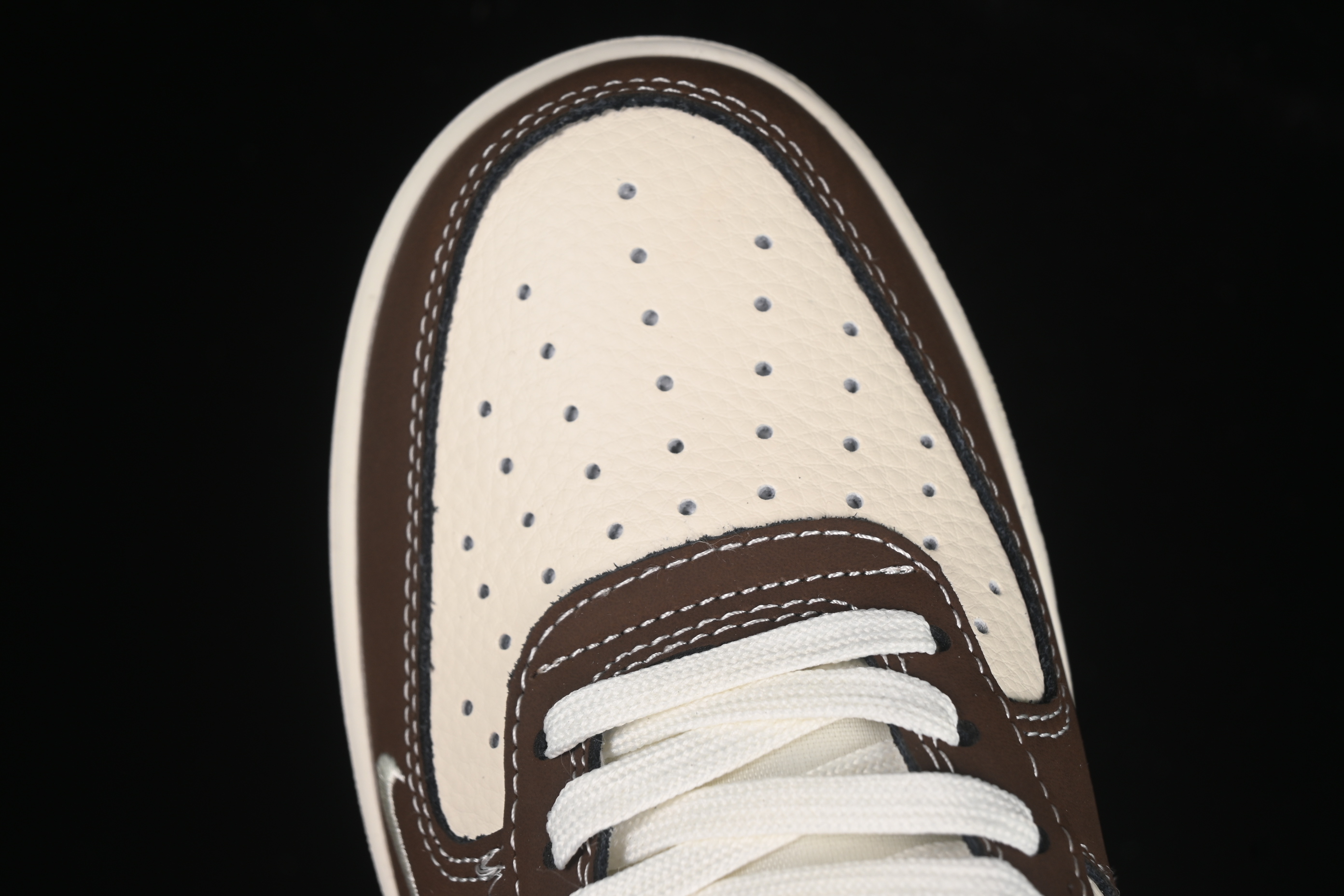 Nike Air Force 1 '07 Low Collaboration Dark Brown Swoosh Casual Sneakers - KK1988-080