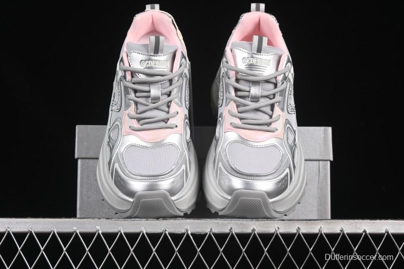 GG-CC 25ss New Platform Chunky Sneakers with 7CM Height Increase and Irregular Design - 668-2 Silver
