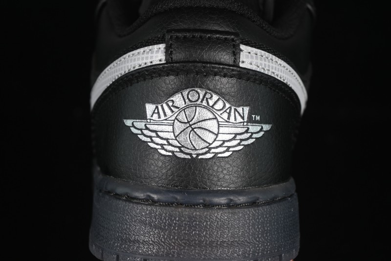 Nike Air Jordan 1 Low AJ1 Basketball Shoes Black White Canvas Leather Panel - HV5968-001
