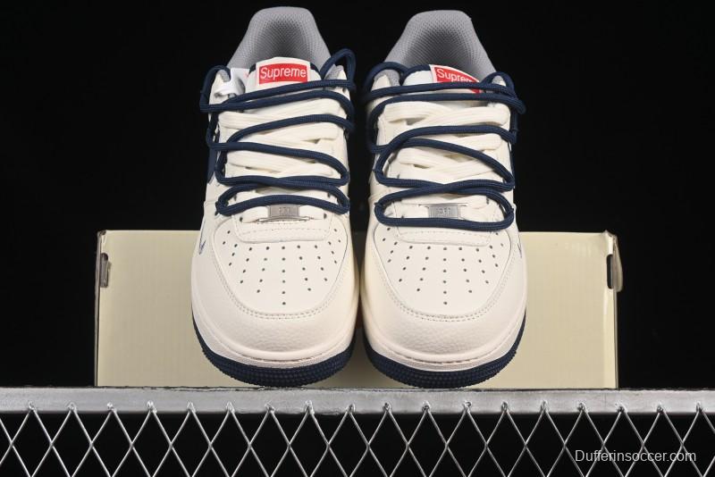 Nike Air Force 1 '07 Low Supreme Collaboration Two-Tone Blue Grey Lace-Up Casual Sneakers - DM6868-068