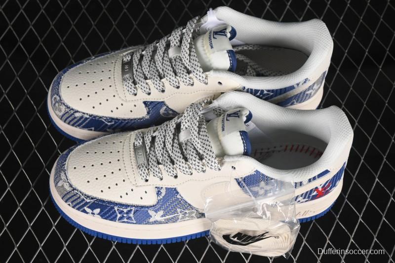 Nike Air Force 1 '07 Low Stussy Collaboration Gradient Denim Casual Sneakers - XS1958-586