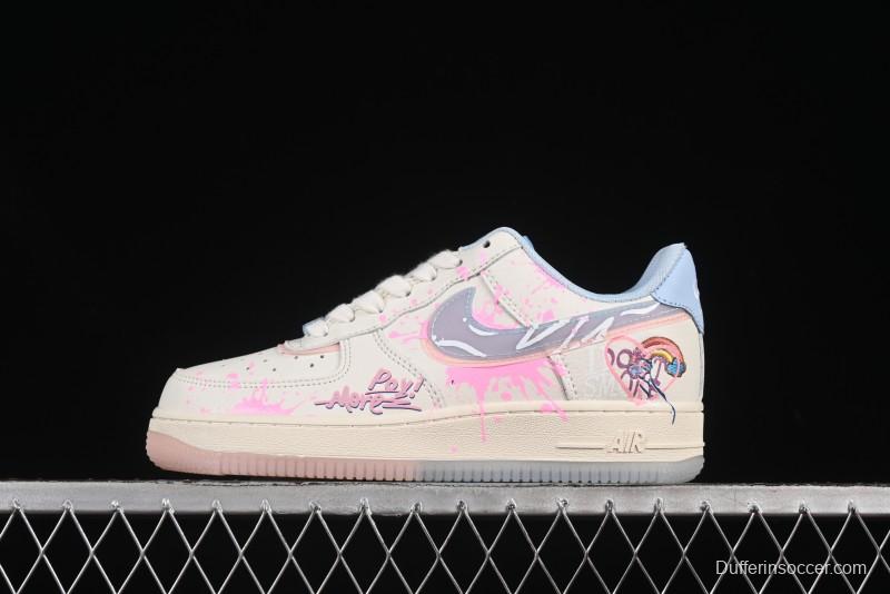 Nike Air Force 1'07 Low Pink and Blue Love Limited Edition Casual Sneakers - CW1574-058