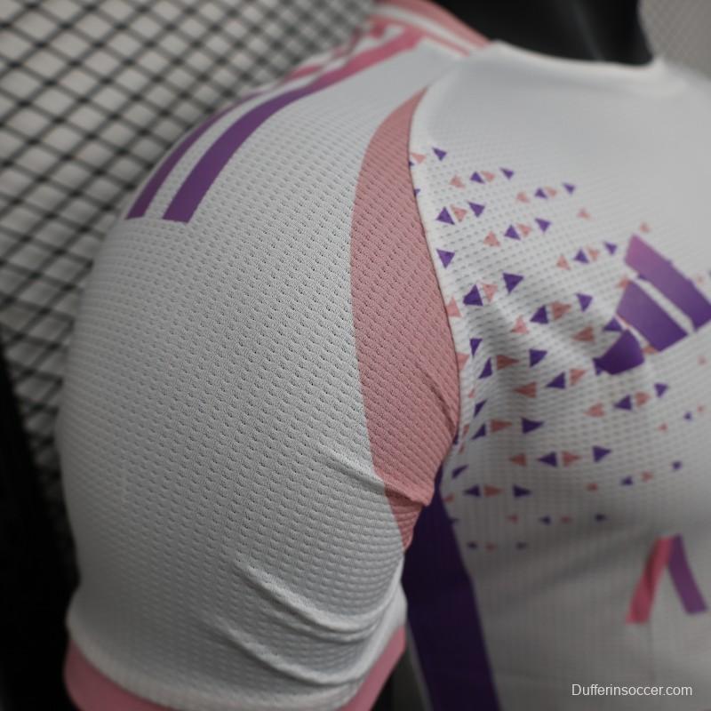 Player Version 2025 Algeria White-Pink with Geometric Pattern Jersey