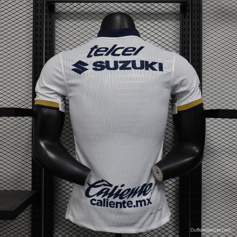 Player Version 25/26 Club America Away White with Navy and Gold Eagle Crest Jersey