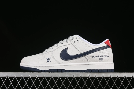 Nike SB Dunk Low LV Collaboration Blue Swoosh Hidden Print Anniversary Custom Low-Top Casual Skate Shoes - XX3168-146