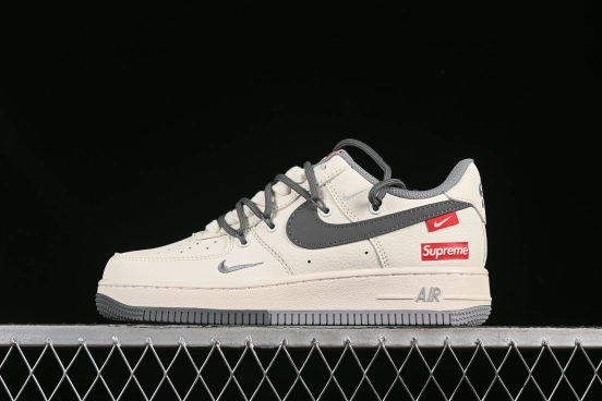 Nike Air Force 1 '07 Low Supreme Collaboration Dual-Tone Gray Lace-Up Casual Sneakers - DM6868-071