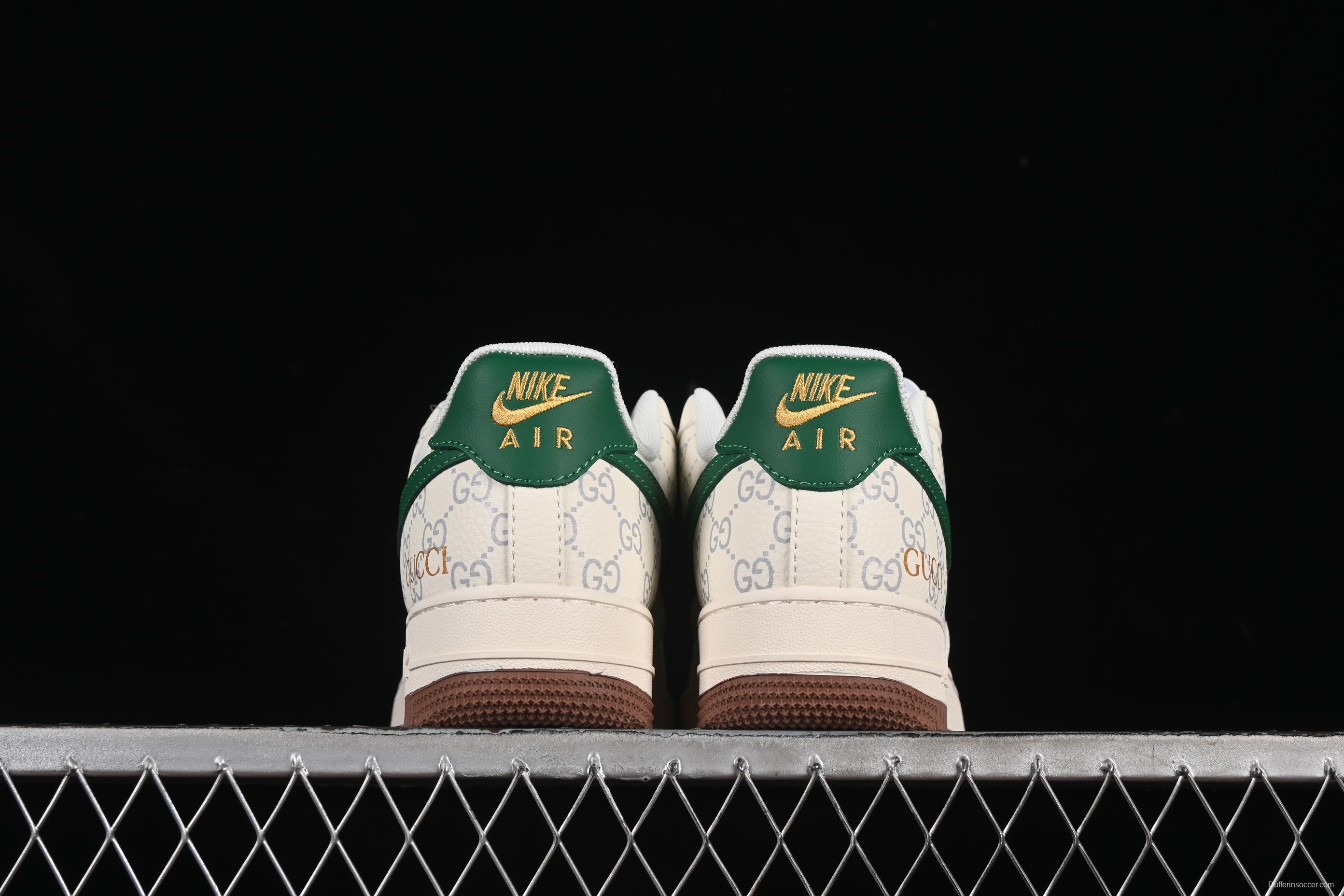 Nike Air Force 1 '07 Low Gucci Collaboration Brown Sole Green Swoosh Casual Sneakers - JJ2508-711