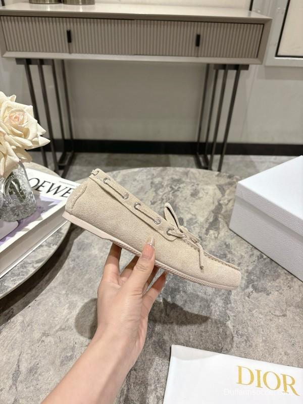 2025 Women Dior Beige Suede Loafers