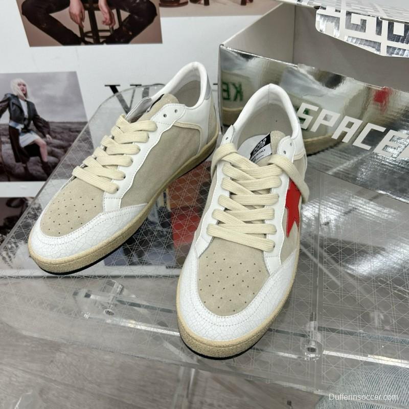 2024 Unisex GGDB White Beige Red Suede Leather Low-Top Sneakers MJ00260