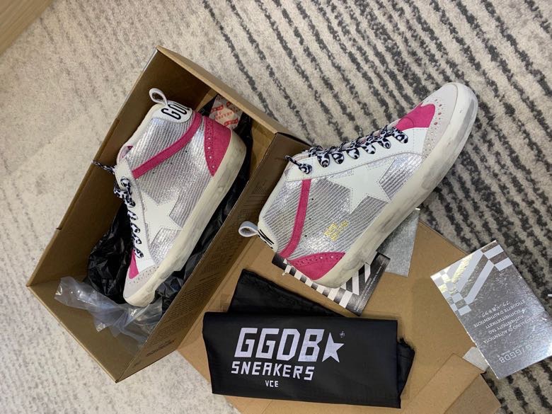 2024 Unisex GGDB White Pink Leather Suede High Top Sneakers MJ00300