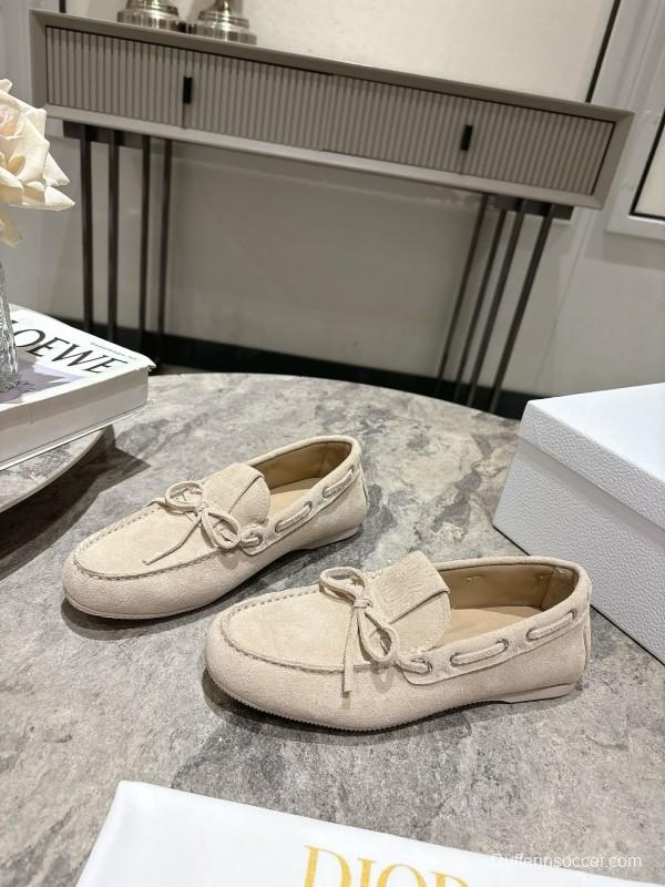 2025 Women Dior Beige Suede Loafers