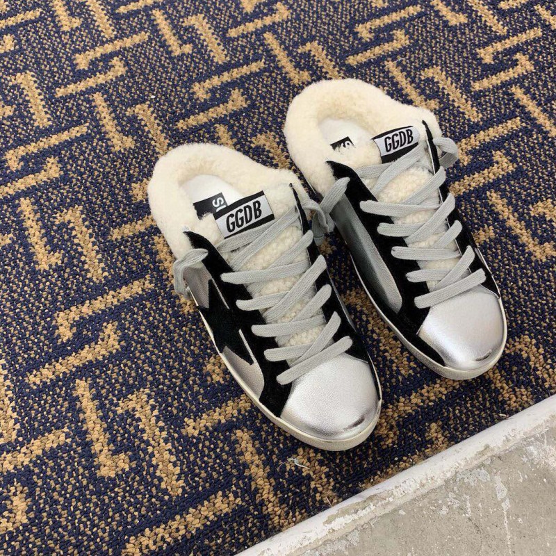 2024 Slippers GGDB White Black Leather Shearling Slippers MJ00280
