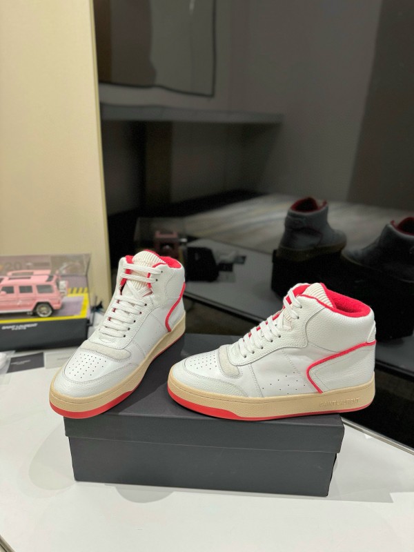 2024 Unisex Yves Saint Laurent White Red Leather Sneakers MJ00390
