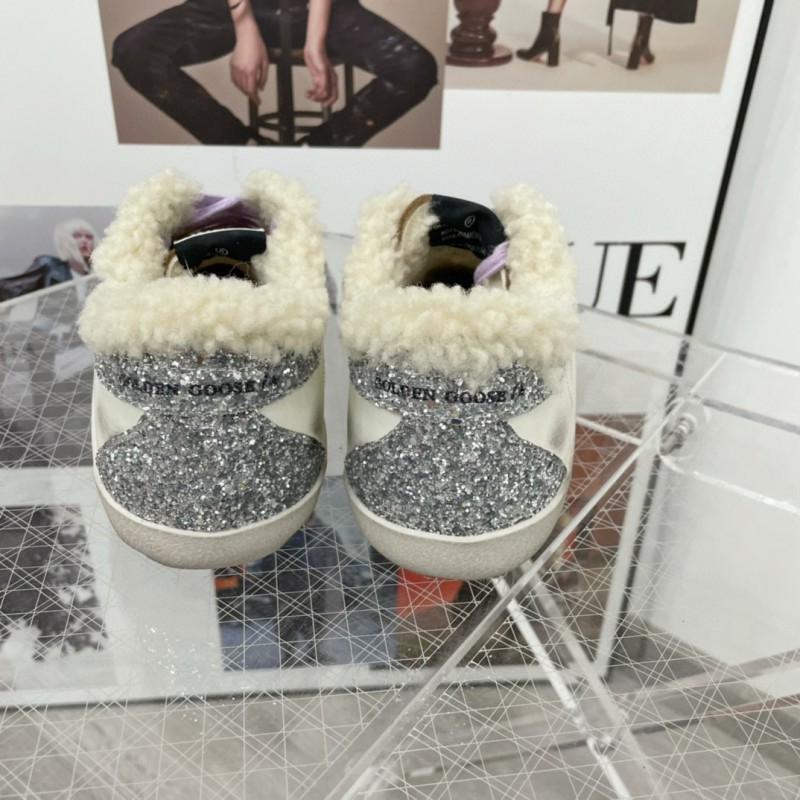 2025 Women GGDB White Red Brown Leather Shearling Sneakers