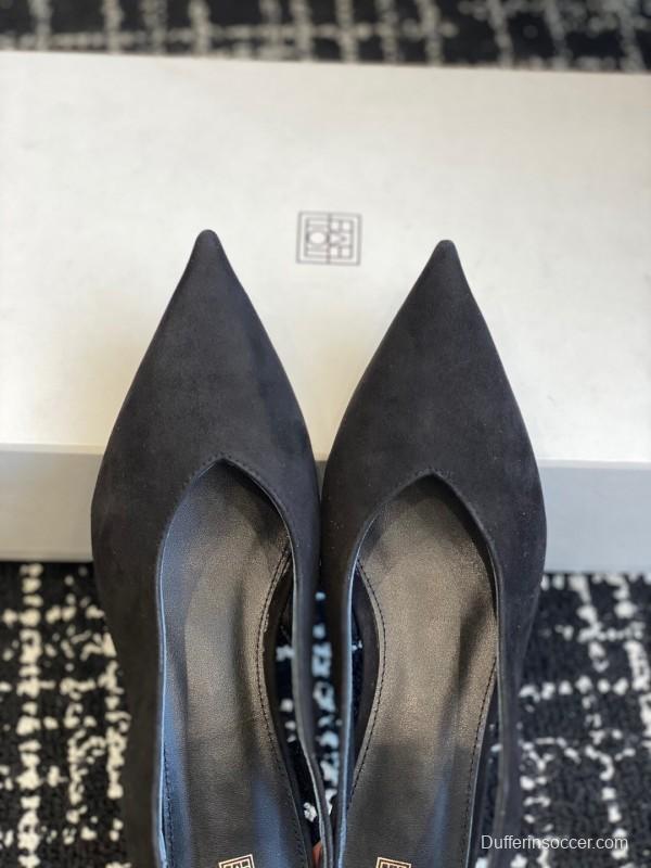 2025 Women Toteme Black Suede Slingback Pumps
