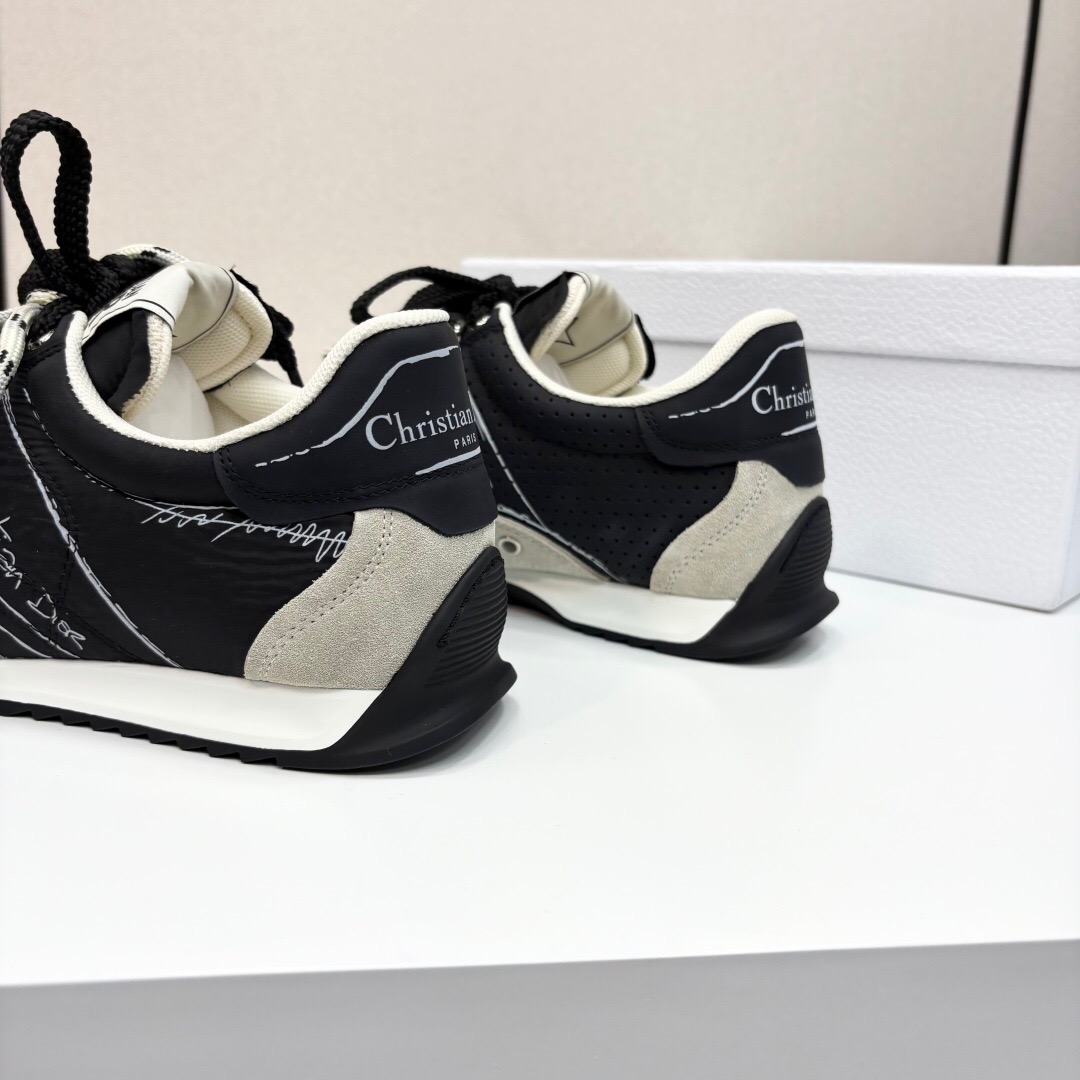 2025 Unisex Dior Black White Suede Leather Mesh Sneakers LY00300