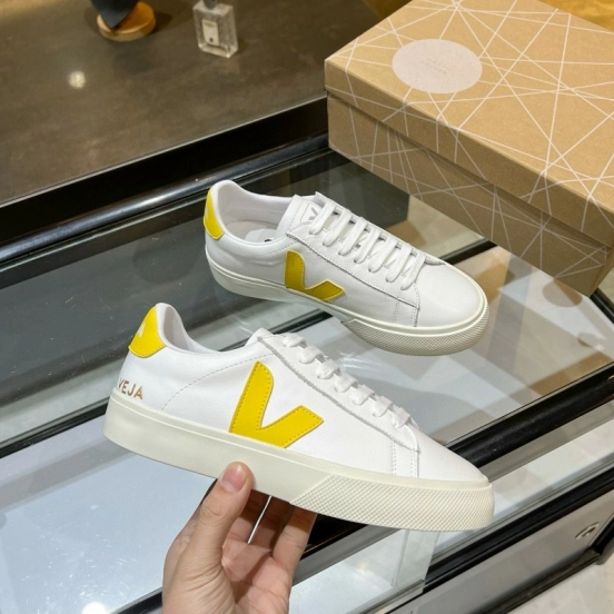 2025 Women VEJA White Yellow Leather Sneakers MJ00240(F)