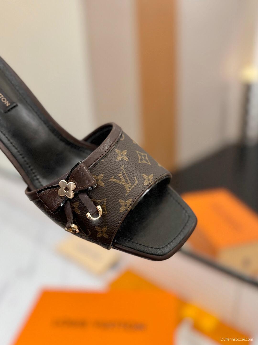 2025 Women Louis Vuitton Brown Leather Sandals KFY00310