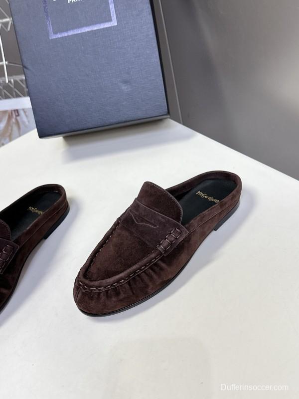2025 Women Yves Saint Laurent Brown Suede Loafer