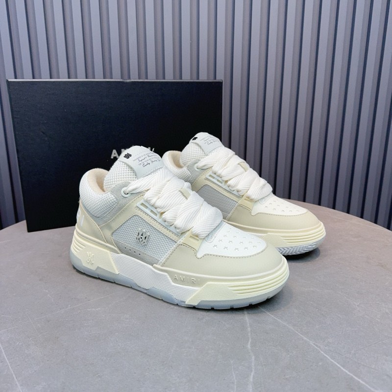 2024 Unisex Amiri White Mesh Leather Sneakers MJ00360