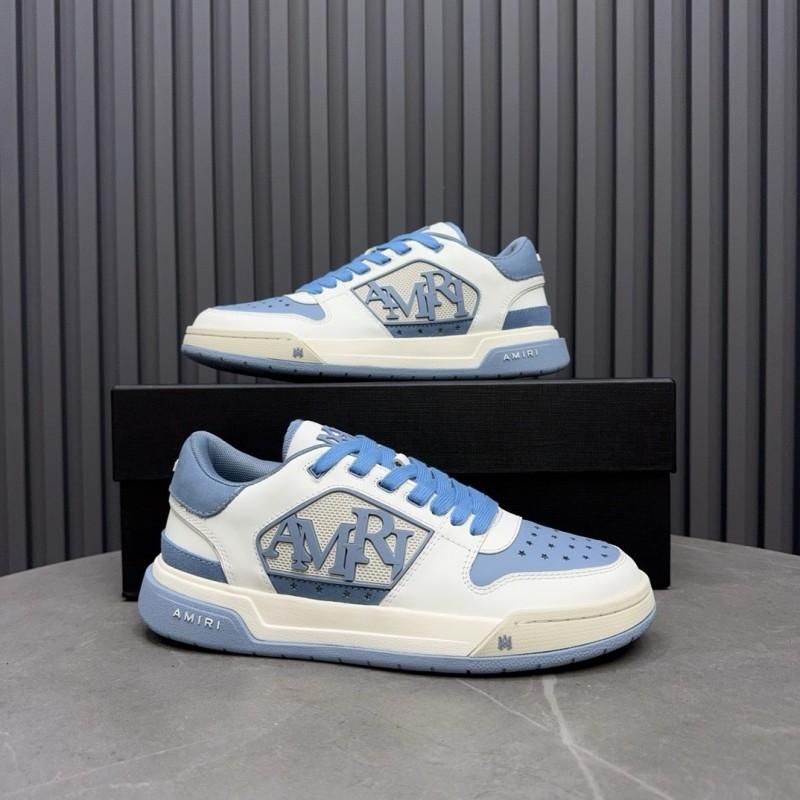 2025 Unisex Amiri White Light Blue Leather Sneakers MJ00360