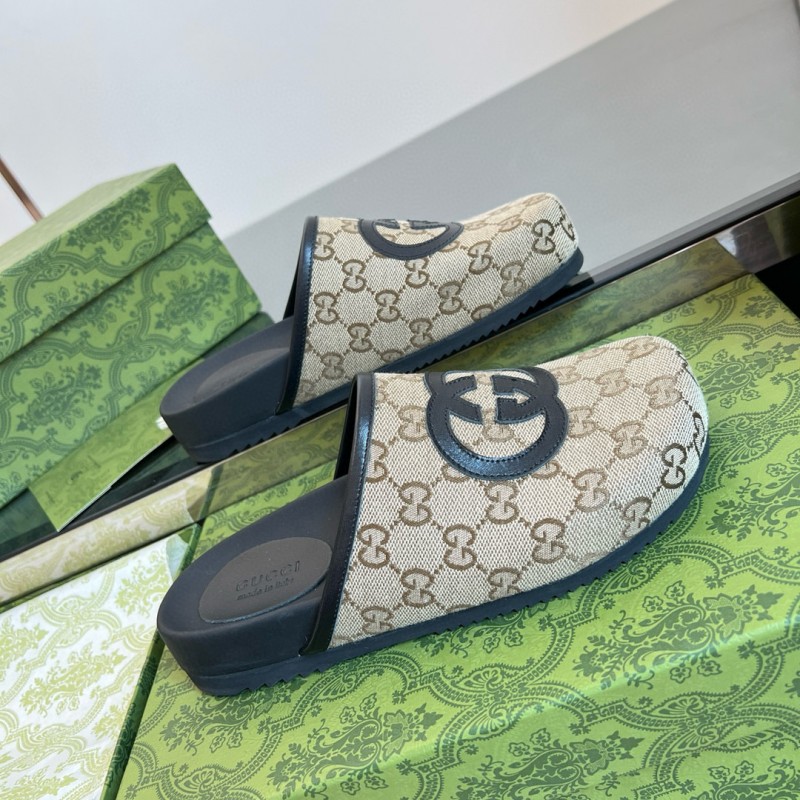 2024 Slippers Gucci beige black fabric mule MJ00280