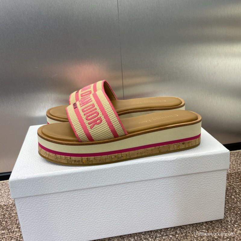 2025 Slippers Dior Pink Canvas Slide