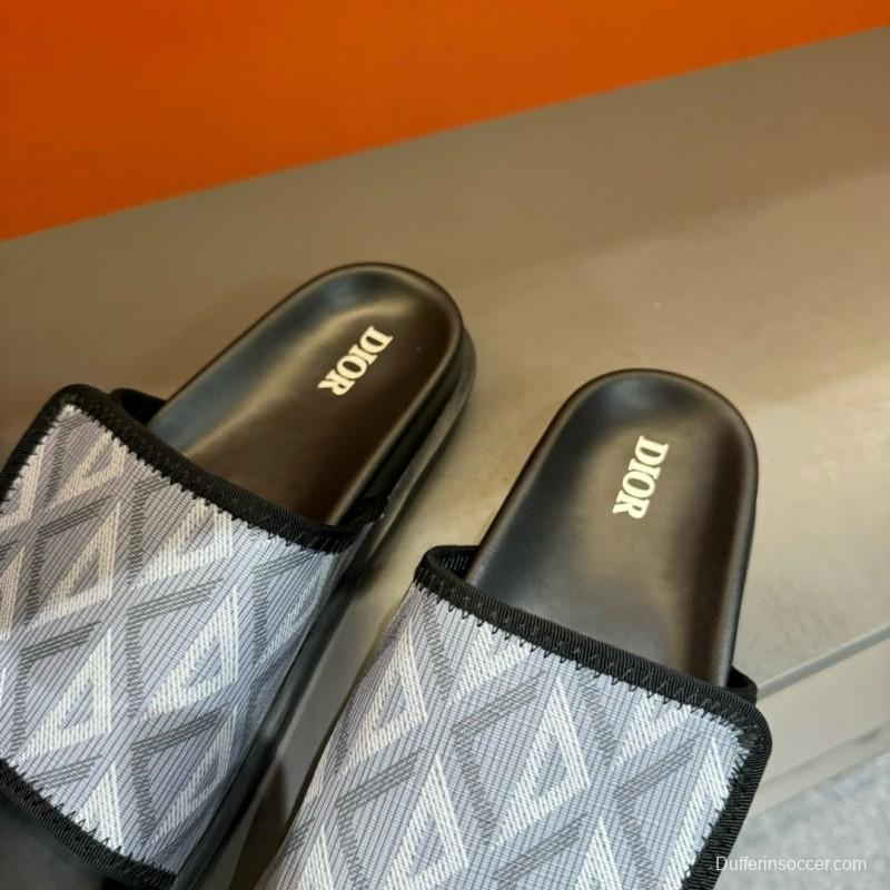 2024 Dior Grey White Fabric Slippers MJ00180