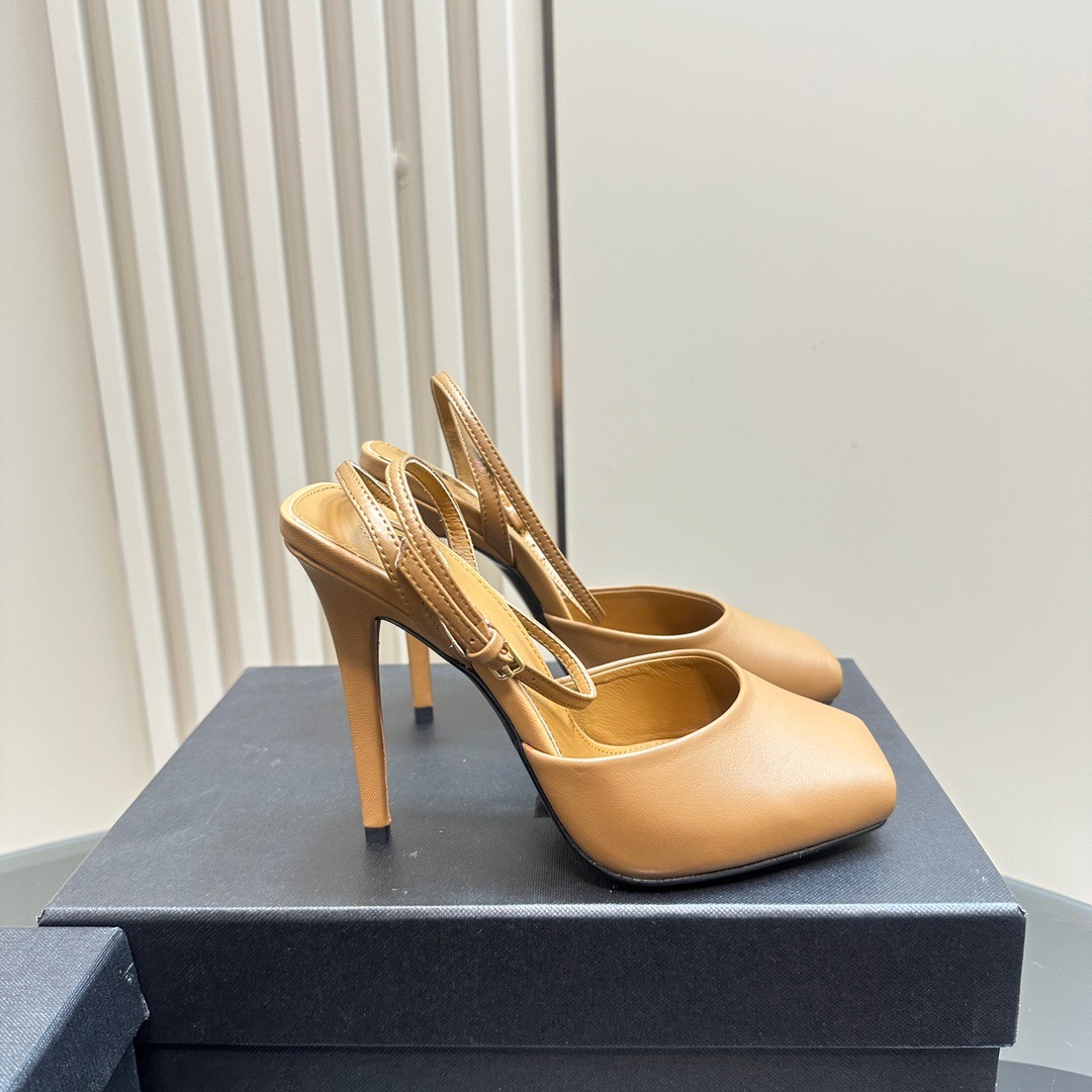 2025 Women Yves Saint Laurent Tan Calf Leather Heels KFY00280