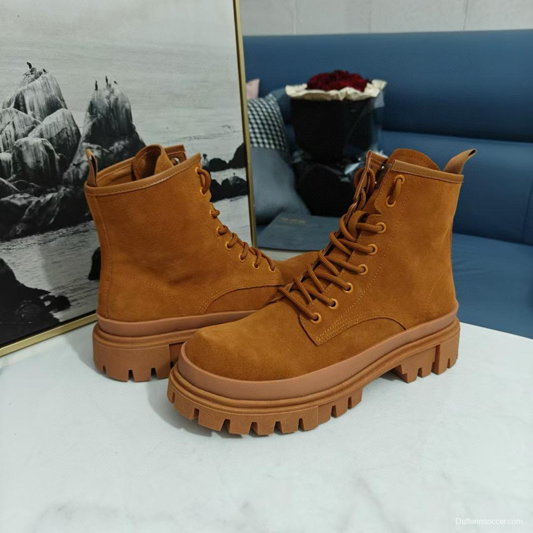 2024 Men Dolce & Gabbana Brown Suede Leather Boots